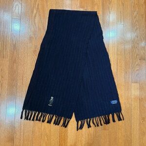 Polo Ralph Lauren Polo Bear Scarf Wool Cashmere Mens Navy Blue Italy Fringe